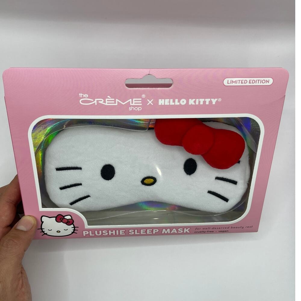 Hello Kitty Plushie Sleep Mask The Crème Shop Limited Edition Eye Cover NEW Bow